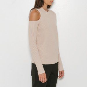 Nomia beige cut out asymmetrical knit sweater